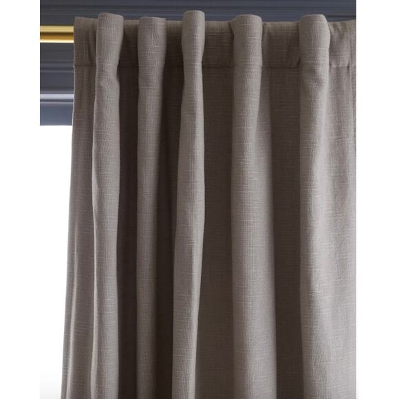Quince Luxury Cotton Slub Room Darkening Curtain Panel 48X84 Grey New #13 - Picture 2 of 5